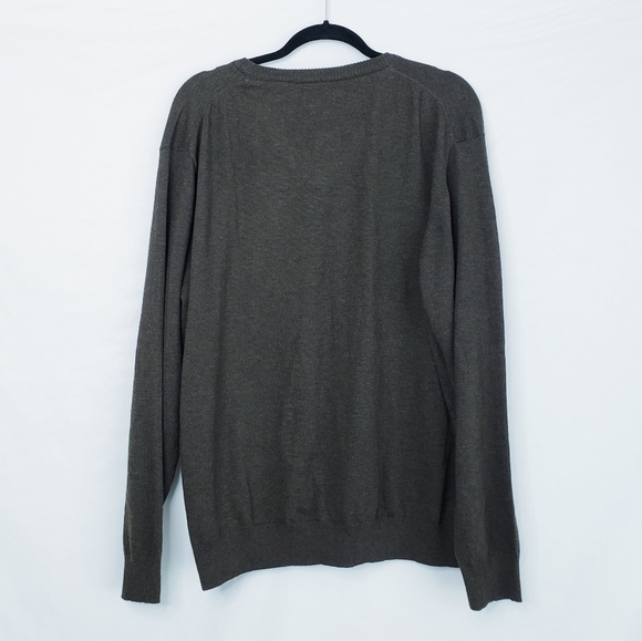 Last Chance! NWT Haggar Men's V Neck Sweater Chocolate Heather Brown Long Sleeve - Picture 2 of 6